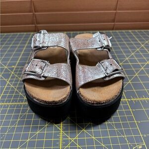 Steve Madden Silver Black Platform Sandals